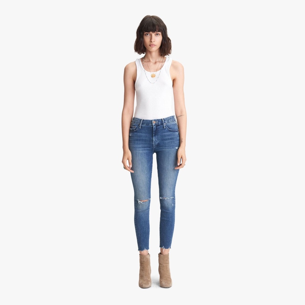 Mother High Waisted Looker Ankle Fray Skinny Jeans Size 29